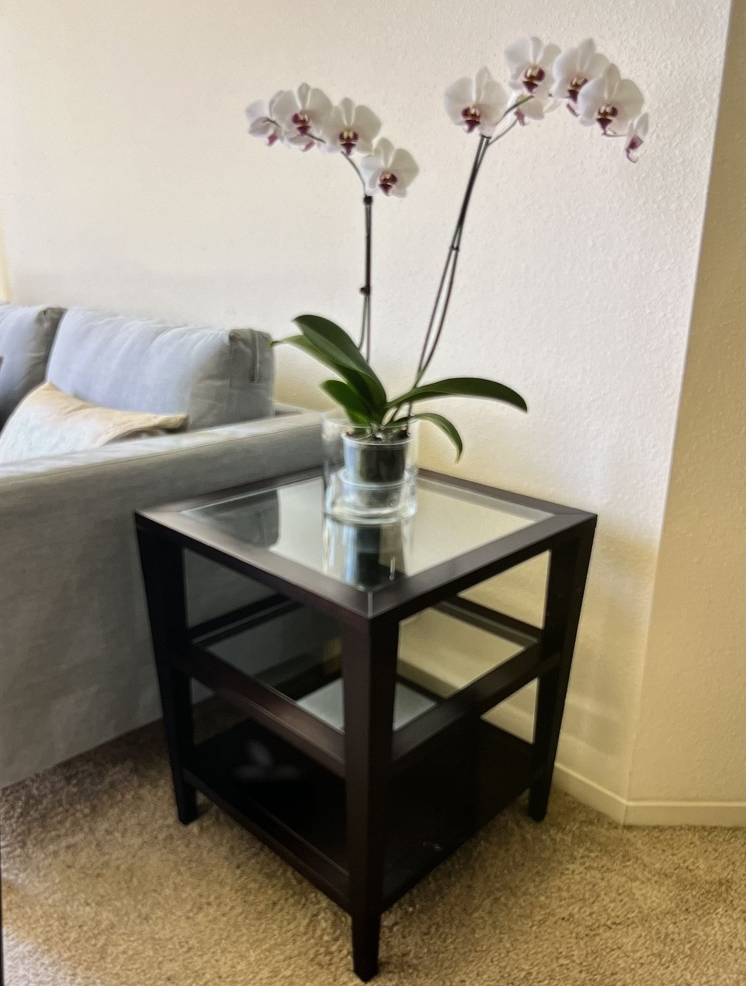 Side Table With Glass Shelves