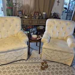 Cream  Accent Chairs Set Of 2 