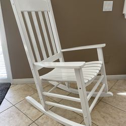 White Wood Rocking Chair  Used indoor only - rarely used Great for nursery, baby room  Can be used outdoor