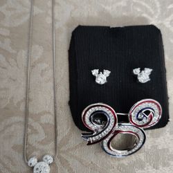 Disney Swarovski Pendant And Broach 