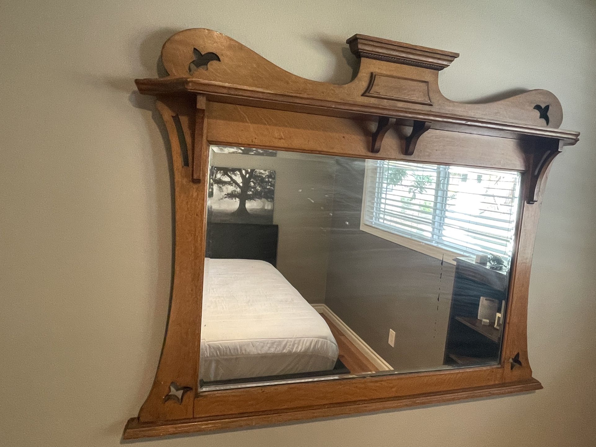 Beautiful Wood Antique Mirror