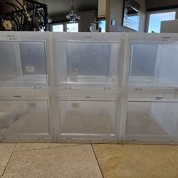 6 Plastic Stackable Shoe Bins / Boxes 
