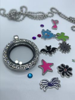 Floating locket with charms and chain