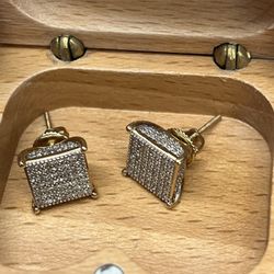 10k Screw Back Earring With Diamonds