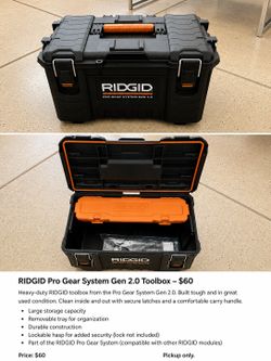 RIDGID Pro Gear System Gen 2.0 Toolbox – $60