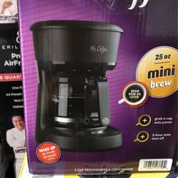Mr. Coffee 5-Cup Programmable Coffee Maker, 25 oz. Mini Brew, Brew Now or Later, Black
