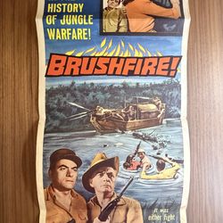 Original 1962 BRUSHFIRE Movie Poster 27x41 Vintage Jungle War One Sheet