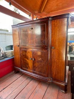 Antique Mid Century Mahogany Console Cabinet