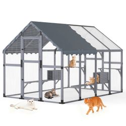 108"L Extra-Large Upgraded Wooden Outdoor Cat Enclosure