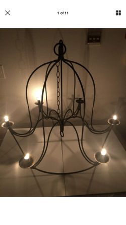 Antique Cast Iron Handmade 19th Century Candle Holder Hanging Candelabra