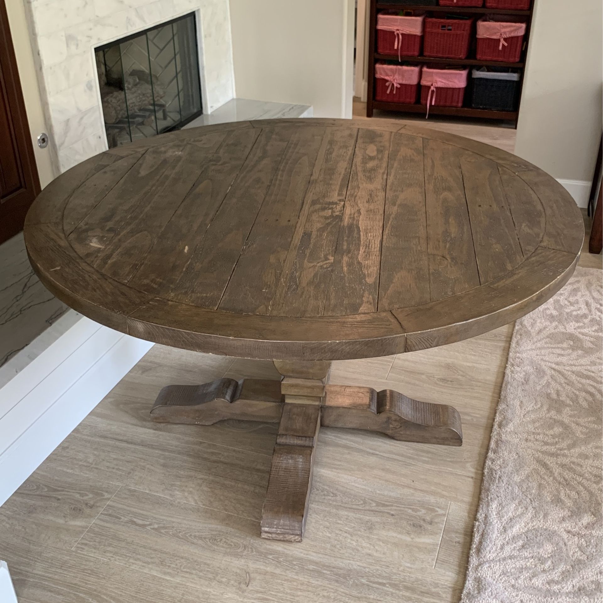 Living Spaces Caden Round 55” Pedastal Dining Table - Grey brown
