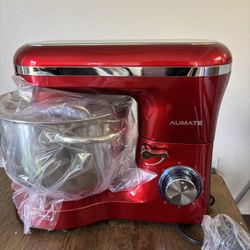 Aucma Stand Mixer,6.5-QT 660W 6-Speed Tilt-Head Food Mixer, Kitchen Electric Mixer with Dough Hook, Wire Whip & Beater 2 Layer Red Painting (6.5QT, Re