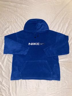 RARE! Vintage (VTG) Nike Spellout Sherpa Fleece Hoodie "Blue" - Size 2XL (XXL)