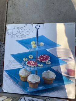 3 Tiered Glass server..never been used