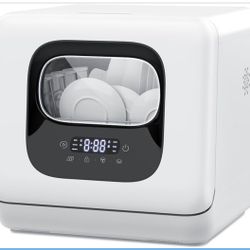 Countertop Dishwasher, 28 Pieces Dishes/Cycle, 6 Washing Programs&Hot Drying, Dish Washer with 360°Dual Spray, with Child Lock&Delayed Start, Portable