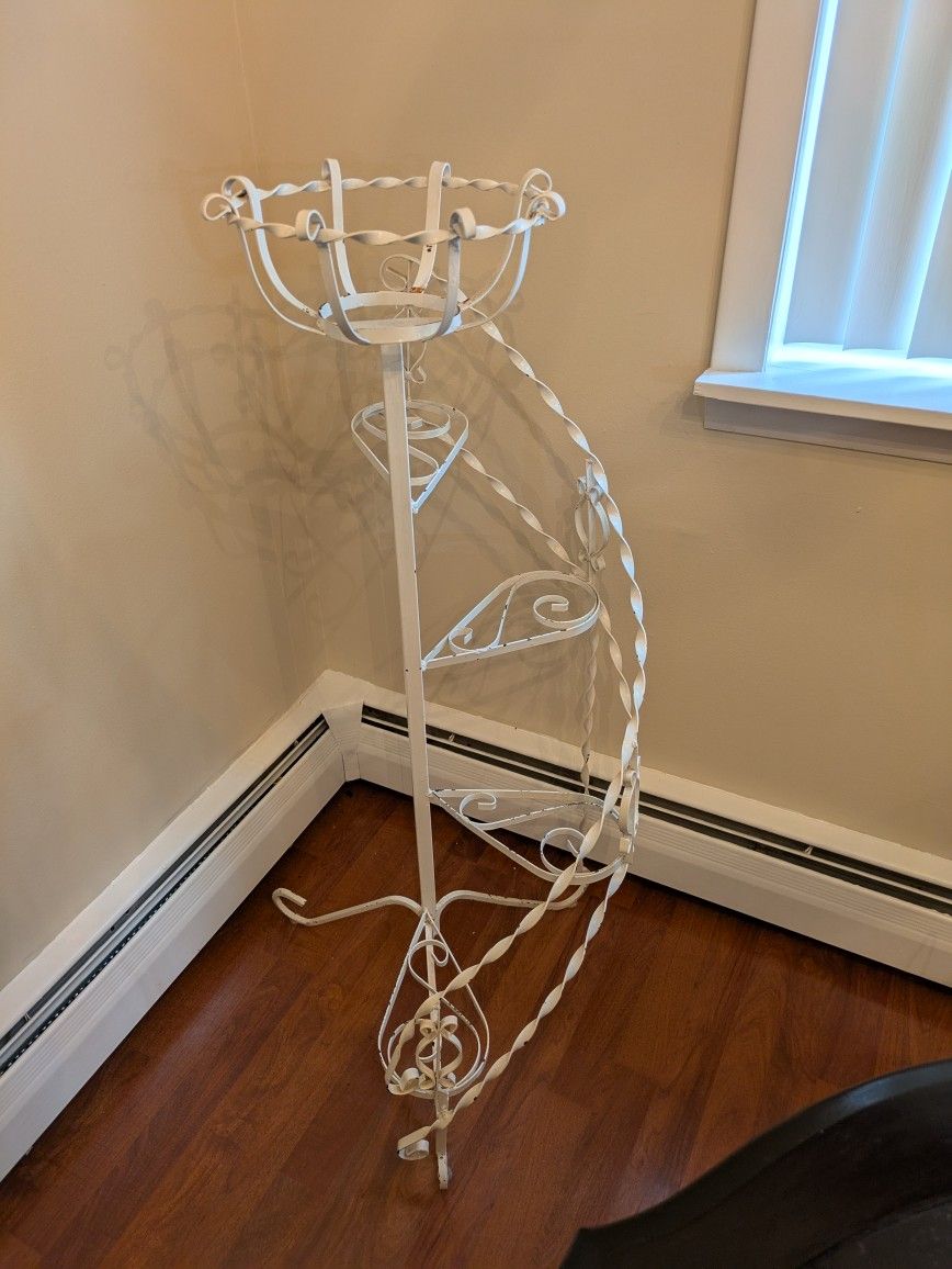 MCM Vintage Wrought Iron Spiral Plant Holder.