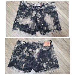 Levi's 505 Cutoff Distressed Bleach-dyed Shorts