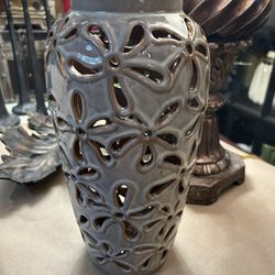 Pretty Glazed Vase With Cutouts