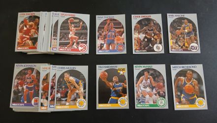 Over 100 cards of 1990 NBA Hoops.  $5 for all of them together.  Includes Hall of Famers and Rookies cards.  Cards are in great condition