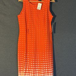 Women's  Orange Polka Dot Sleeveless Dress - Size 12