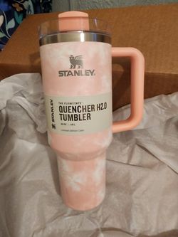 this new peach tie dye stanley tumbler is my new obsession