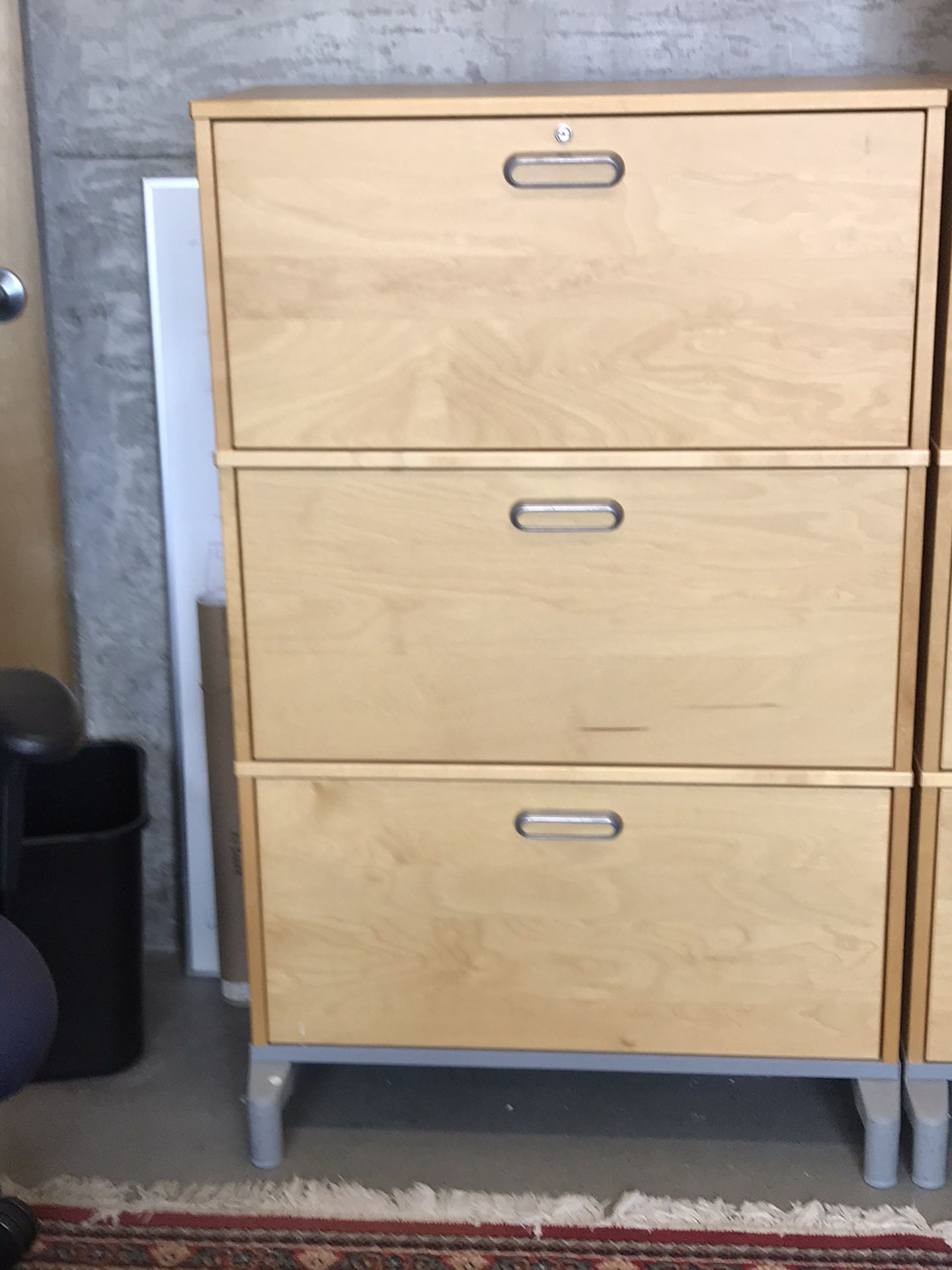 IKEA Effektiv 3 drawer birch filing cabinet