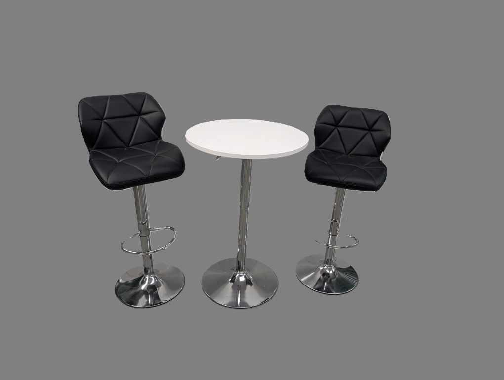 Adjustable Counter-Height Bar Chair Faux Leather Modern Bar Stool, Set of 2, Black