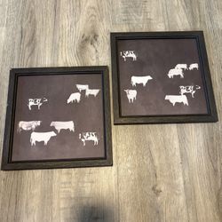 Set of 2 cow decor wall art 