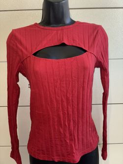 Red Open Chest Long Sleeve Shirt - Size S