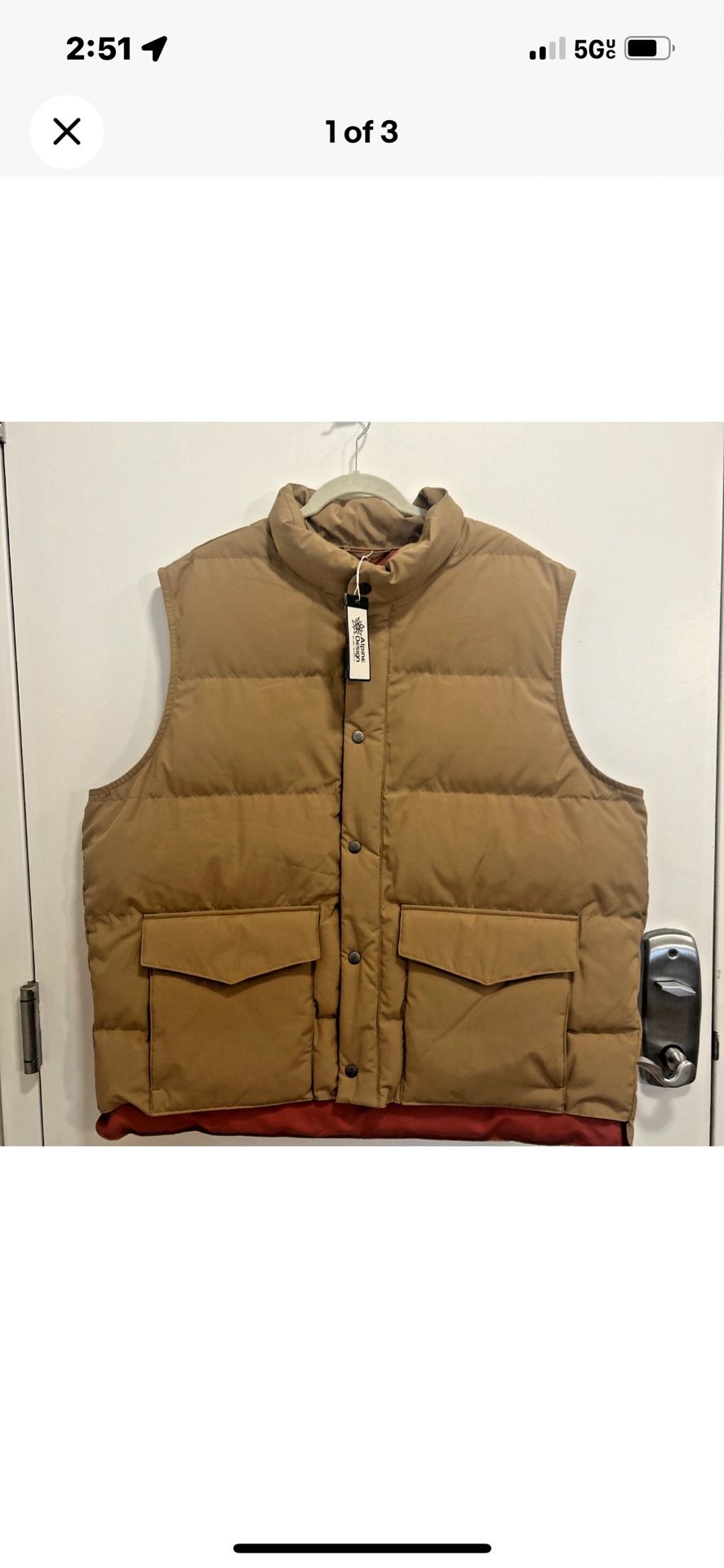 MENS ALPINE DESIGN XXL PUFFER VEST Jacket 1962 in SAHARA SAND color