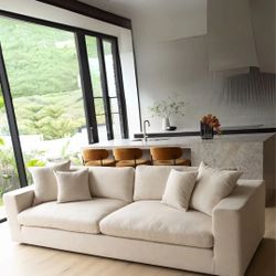 Modern Cream Fabric Sofa - Cloud Couch