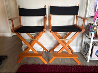 2 Director's Chairs Brown Frame-with Black Canvas