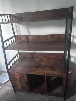 Rustic Storage Shelf with Hidden Litter Box Cabinet