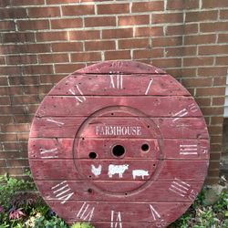 Unique Hand Painted Rustic Farmhouse Spool Table Top