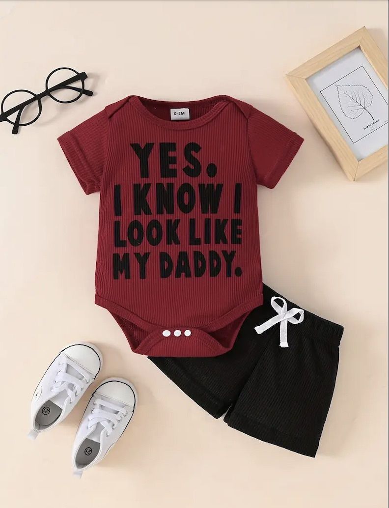 2 Piece - Short Sleeve Onesie “I Look Like My Daddy” Set