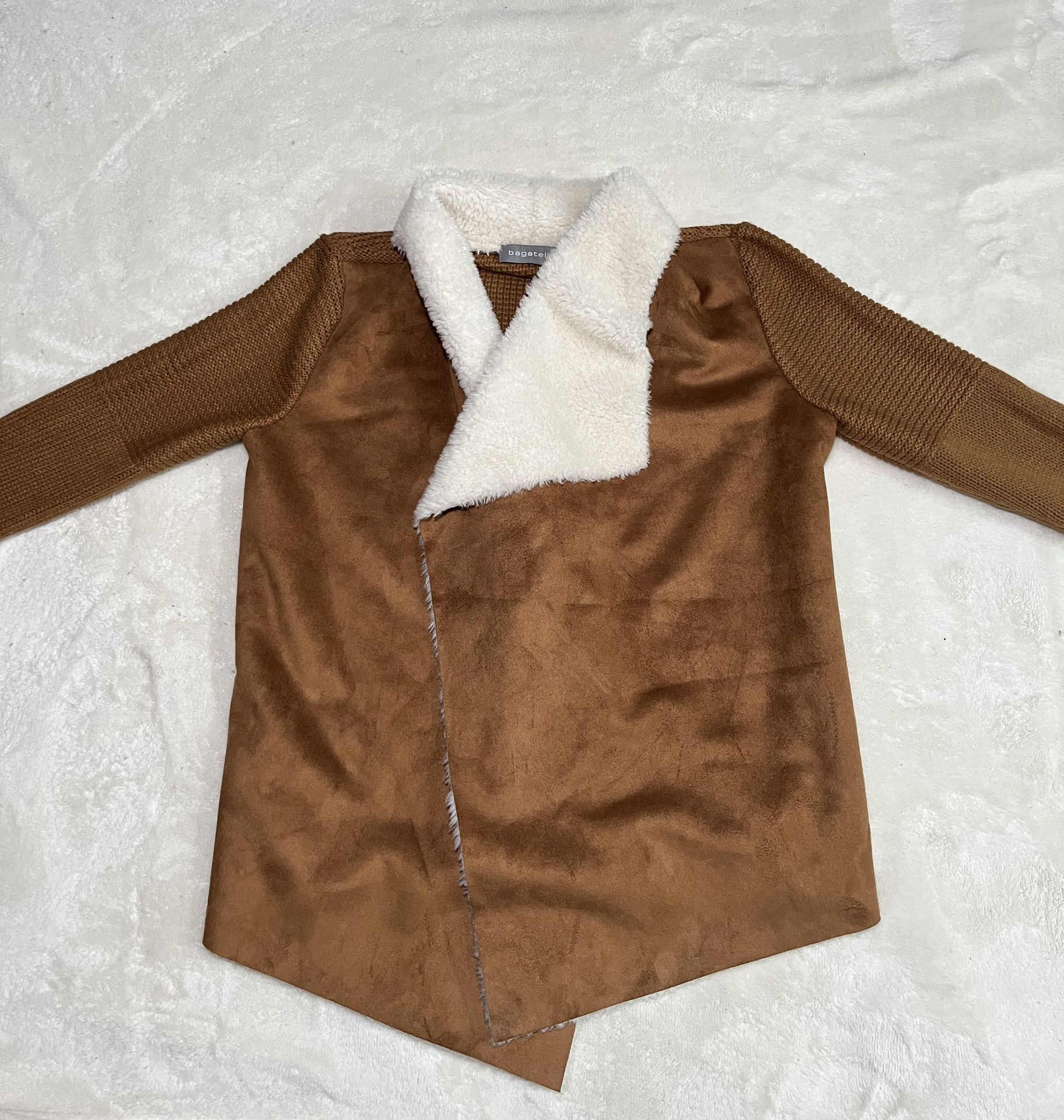 Bagatelle Faux Suede Knit Cardigan