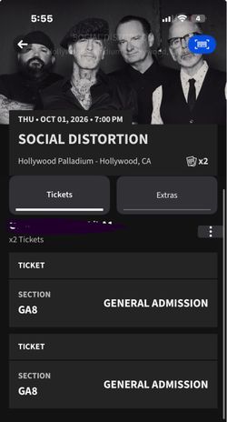 Social Distortion x2 Concert Tickets