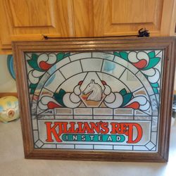 Killian's Red Beer Sign Simulated Stained Glass Sun Catcher Wall/Window Display
