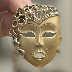 Art Deco Brooch Lady Face