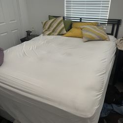 Sealy Queen Mattress W/ Foam Pad, Box Spring & Frame