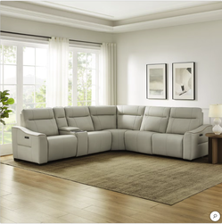 New in Box  Monica Leather Power Reclining Sectional with Power Headrests
