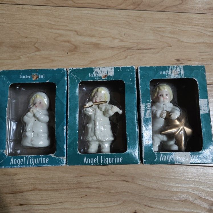 Grandeur Noel Vintage Angel Figurines Lot of 3 Christmas Holiday