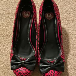 Red & Black Leopard Heels - Size 9 - Brand New