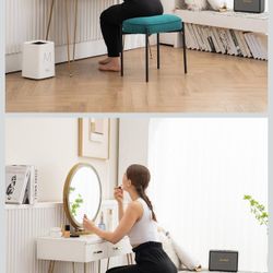 YOUNIKE Ottoman Foot Stool Small Green Footstools Durable Teddy Velvet Footrest with Metal X-Leg Padded Foot Rest Step Stools Extra Seating for Living