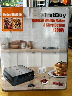 FirstBuy 4-Slice Belgian Waffle Maker 1200W – Open Box / Unused
