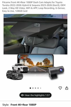 FitCamX - Dash Cam - 2022-2027 Toyota Tundra