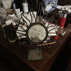 Iron and Glass Sun Face Candle Holder - Celestial Boho Decor