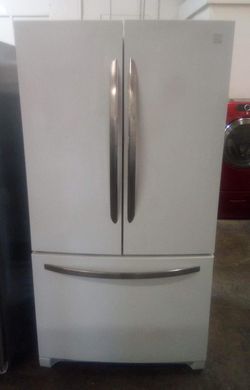 GE  3-Door White Fridge
