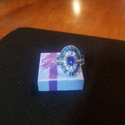 Brand new silver & Blue cz ring