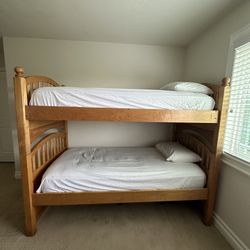 Wood Twin Bunk Beds With Mattress 
